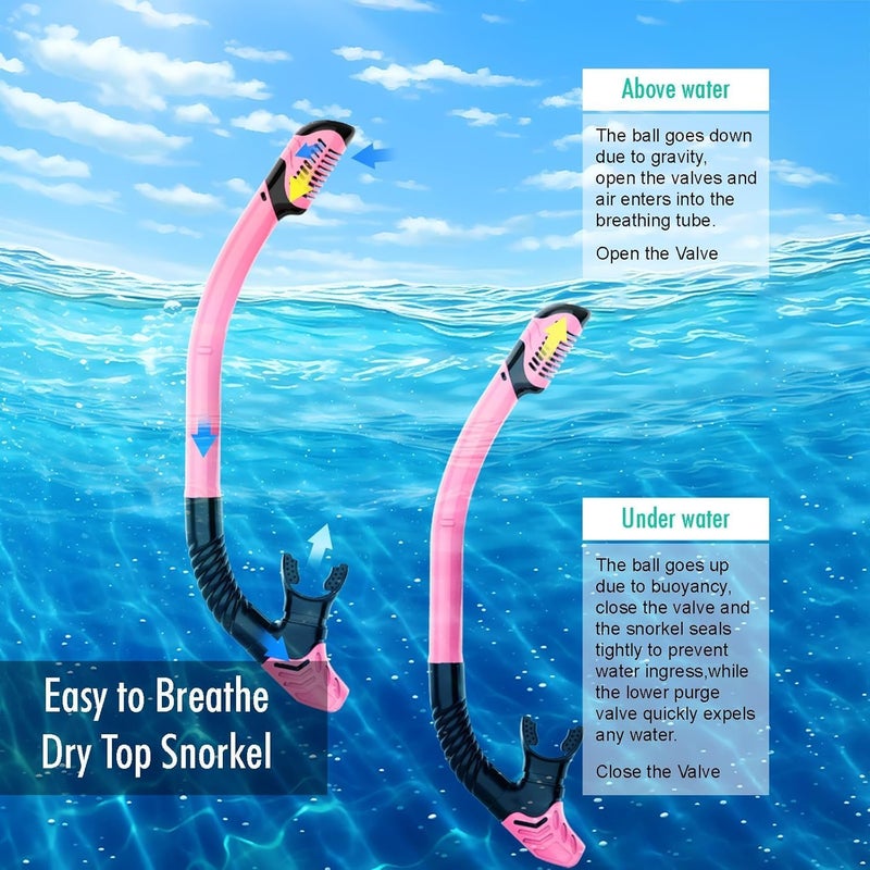 JRing Snorkeling Gear for Adults, Snorkel Mask Set with 180 Degree Tempered Glass Anti Fog Goggles Scuba Dry Top Snorkel for Swimming, Scuba Diving Mask for Men Women - Image 3